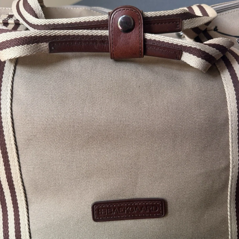 Baekgaard Tom Zipper Tote in Desert Tan Canvas with Italian Leather NWT